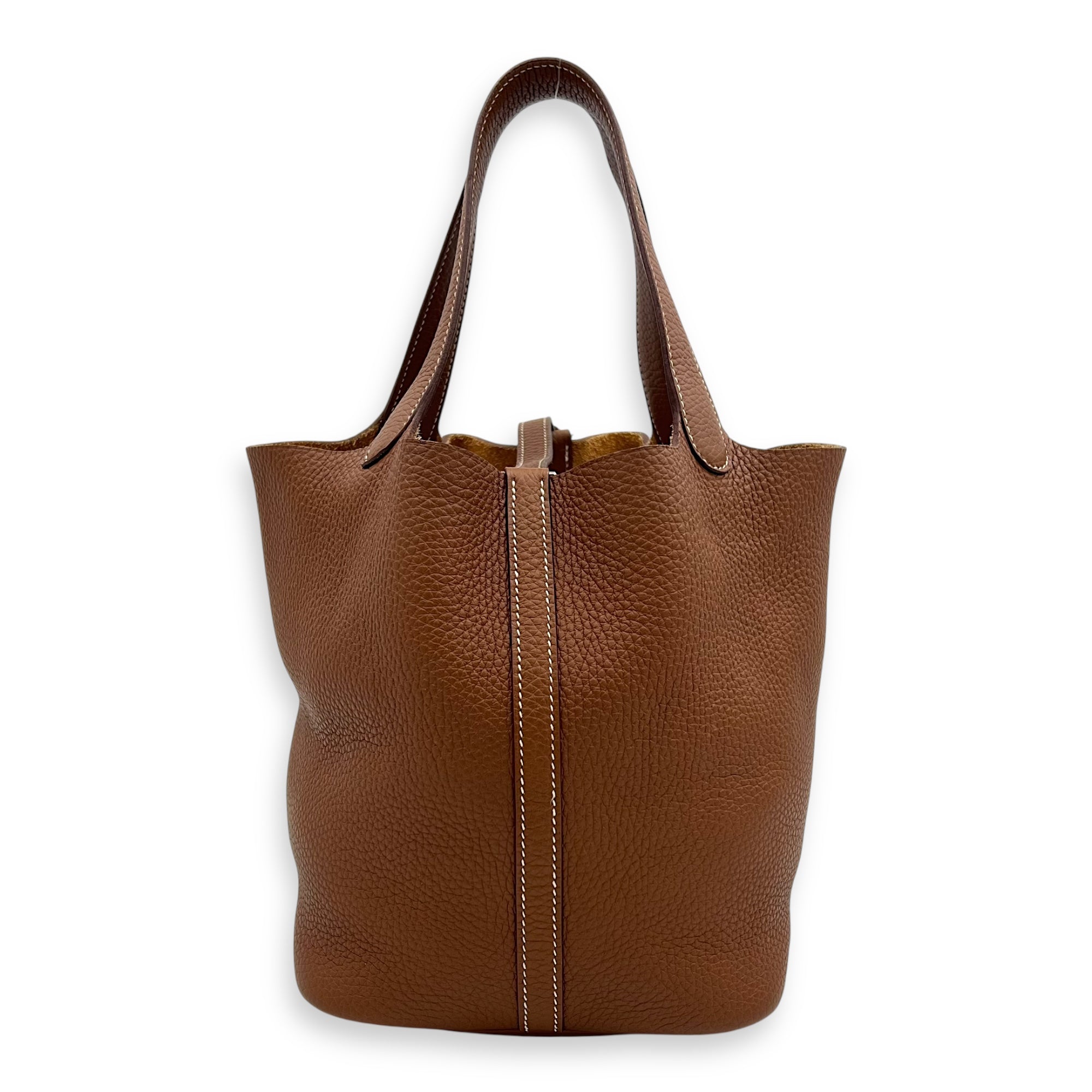 Picotin 22 Gold Top Handle Bag in Clemence, Palladium hardware