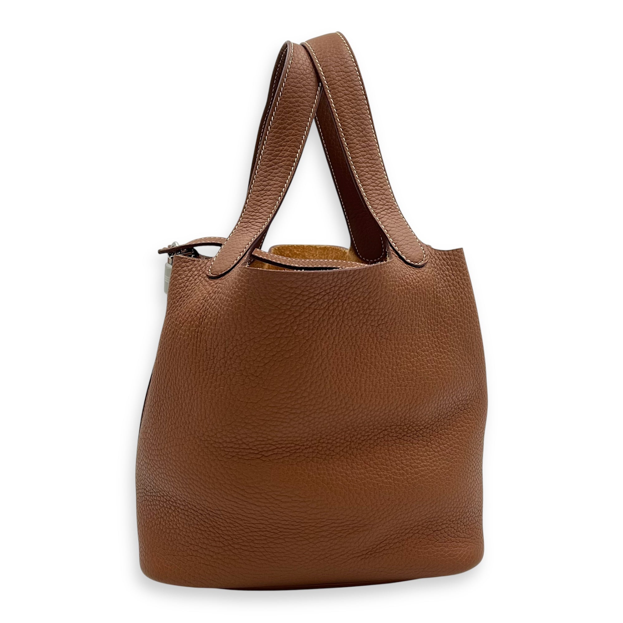 Picotin 22 Gold Top Handle Bag in Clemence, Palladium hardware