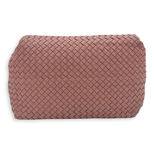 Intrecciato Shoulder Bag Pink in Calfskin, Ruthenium hardware