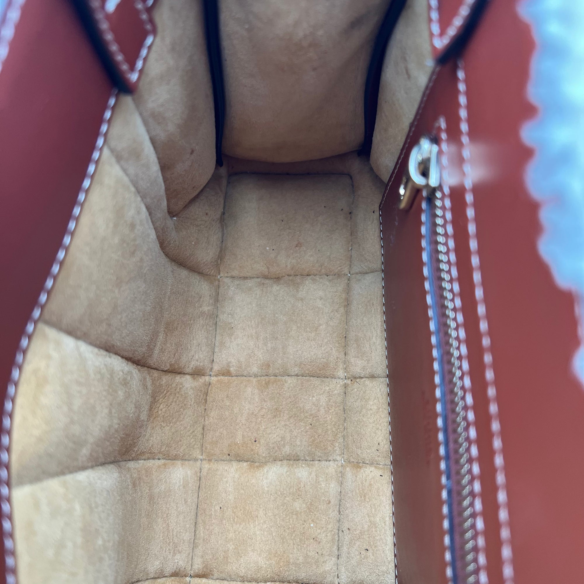 Woody Tote Bag Small Beige in Wool, Gold hardware