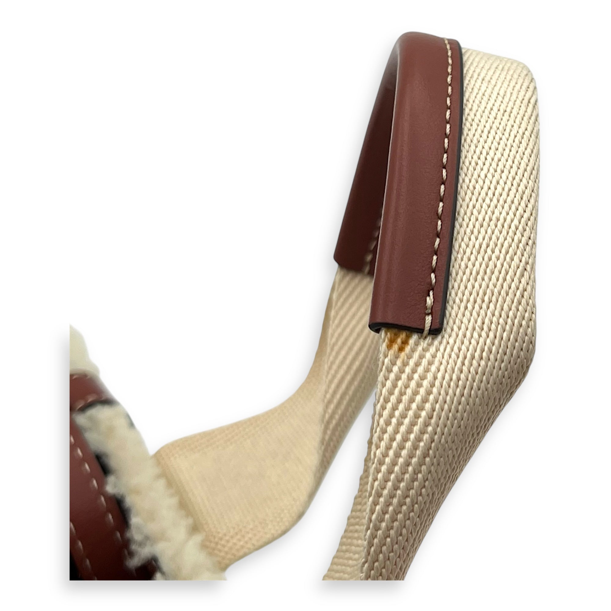 Woody Tote Bag Small Beige in Wool, Gold hardware
