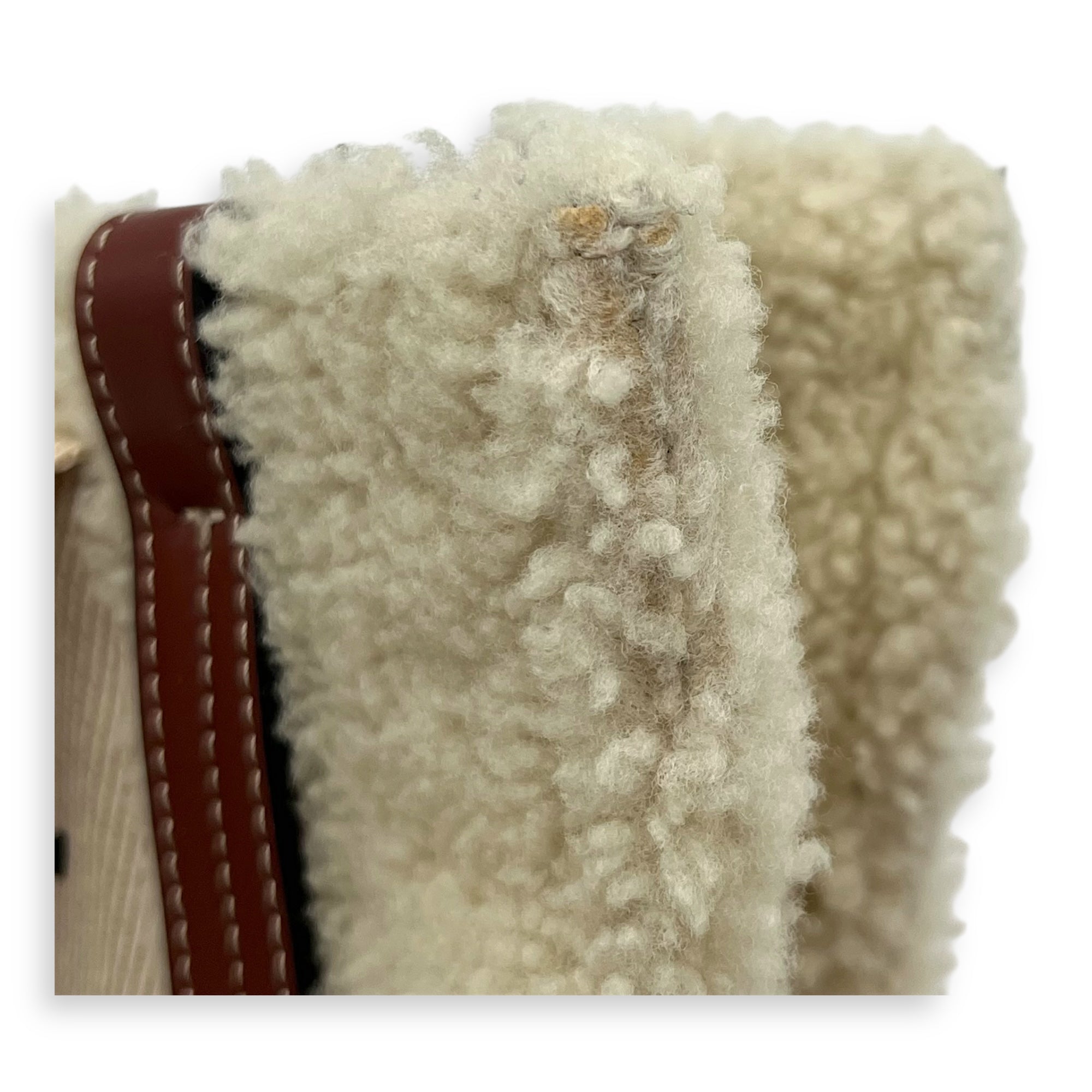 Woody Tote Bag Small Beige in Wool, Gold hardware