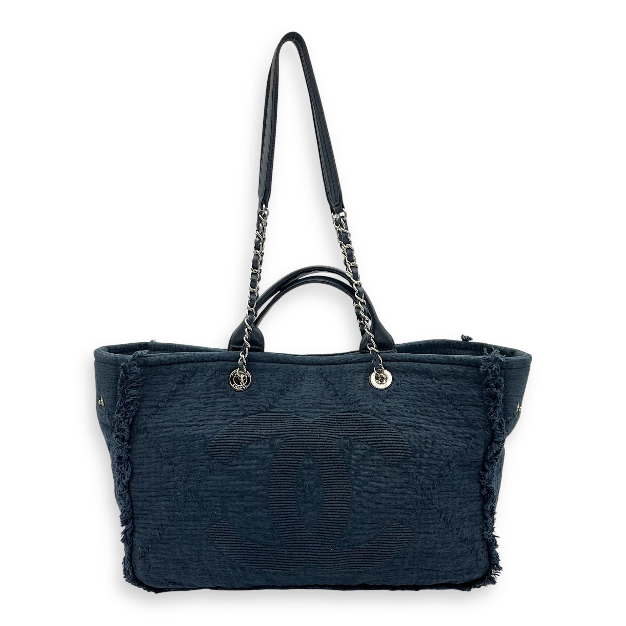 Deauville Tote Bag Blue in Fabric, Silver hardware