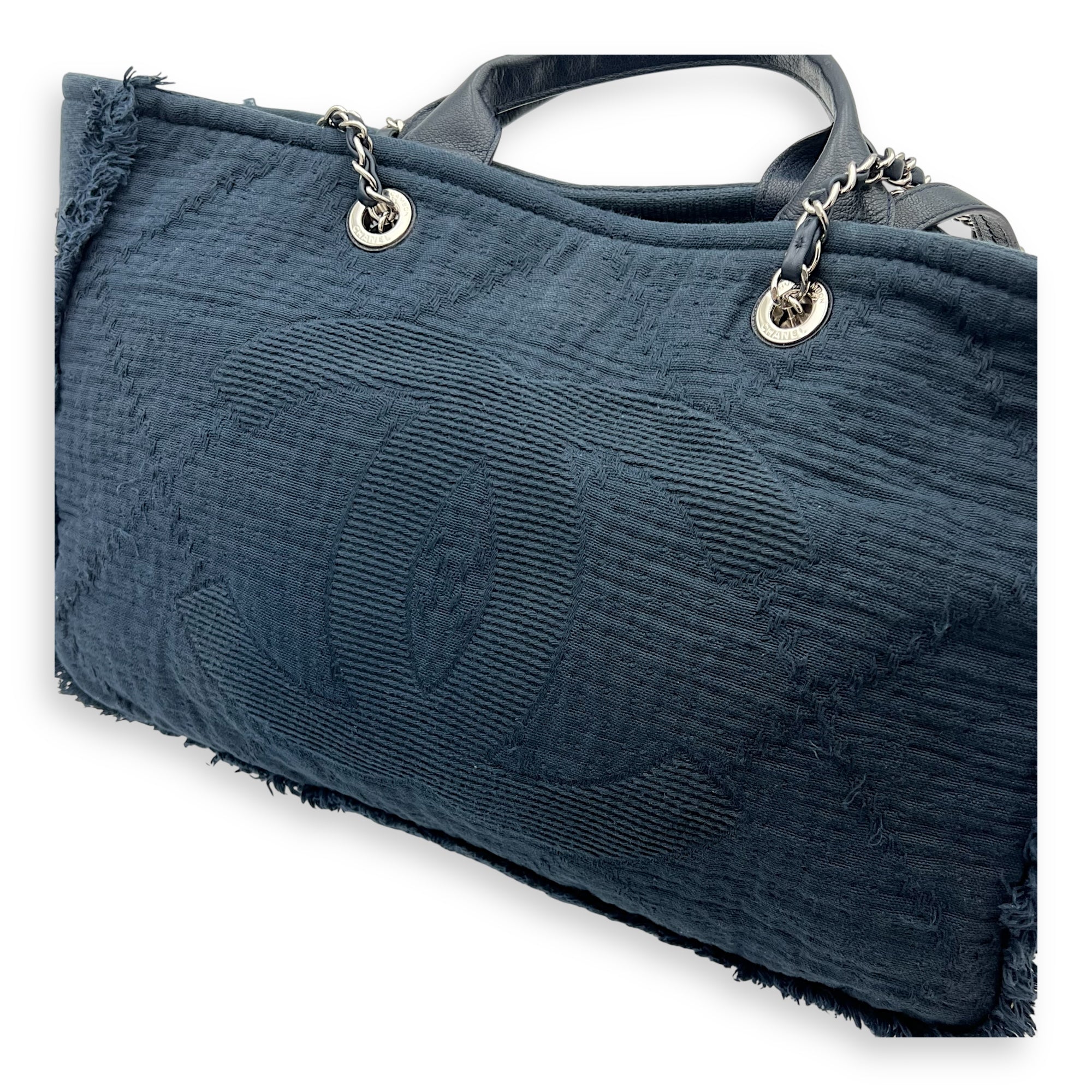 Deauville Tote Bag Blue in Fabric, Silver hardware