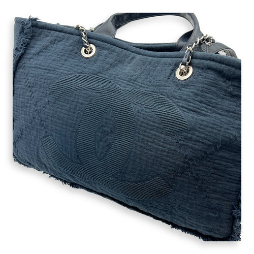 Deauville Tote Bag Blue in Fabric, Silver hardware