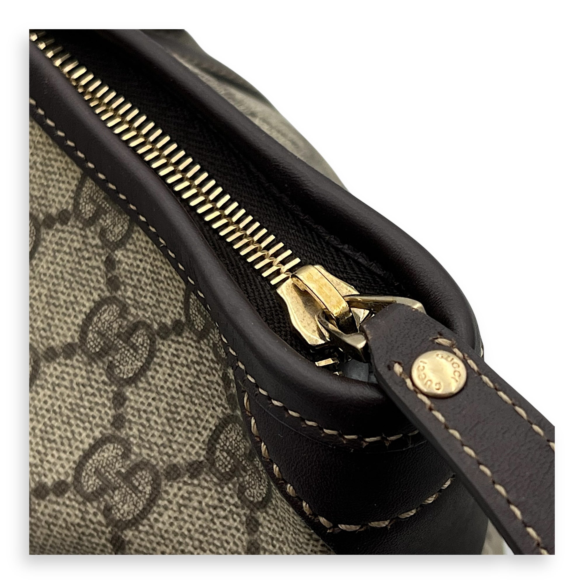 GG Tote Bag Brown in Jacquard, Gold hardware