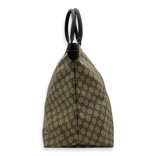 GG Tote Bag Brown in Jacquard, Gold hardware