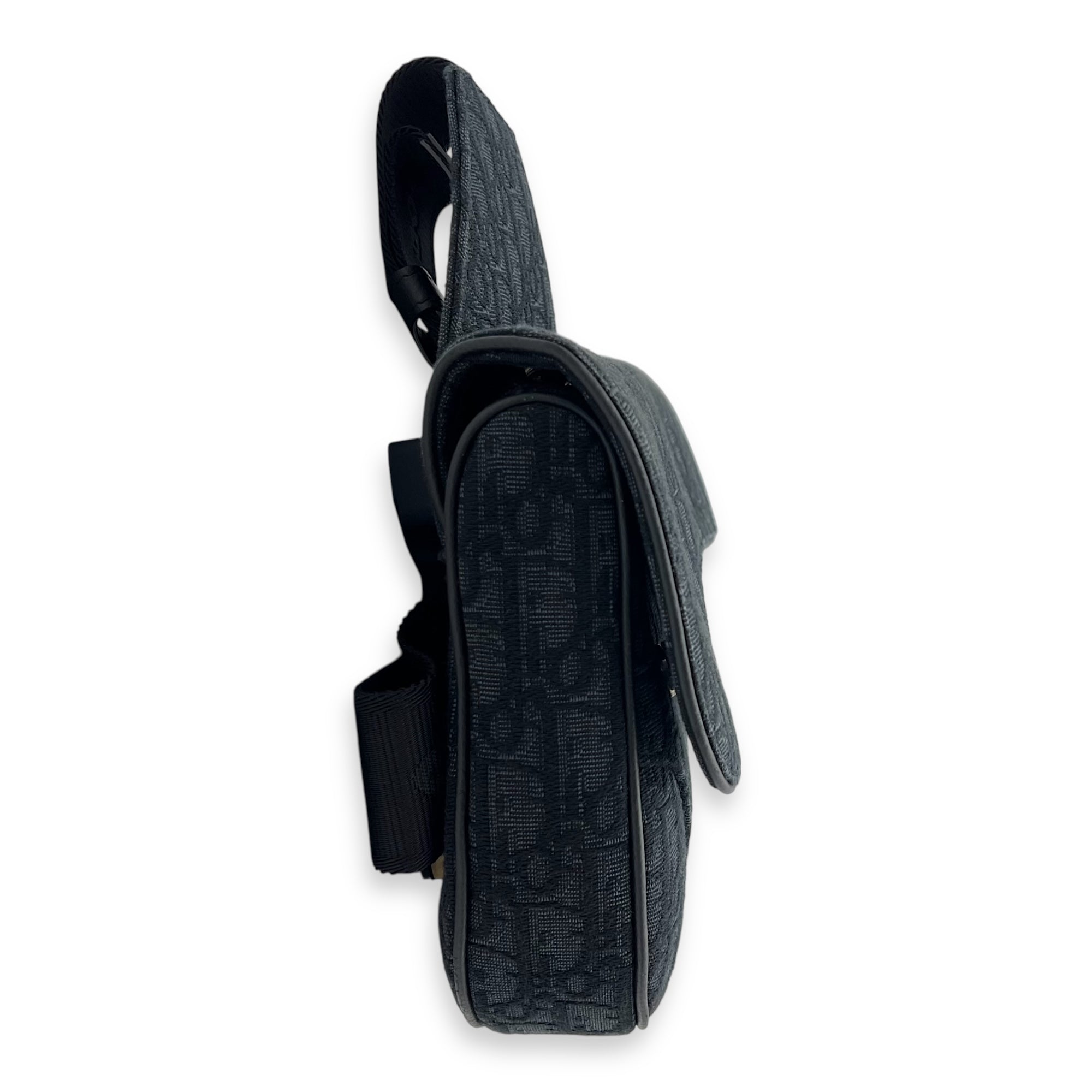 Saddle Crossbody Bag Black in Jacquard, Silver hardware