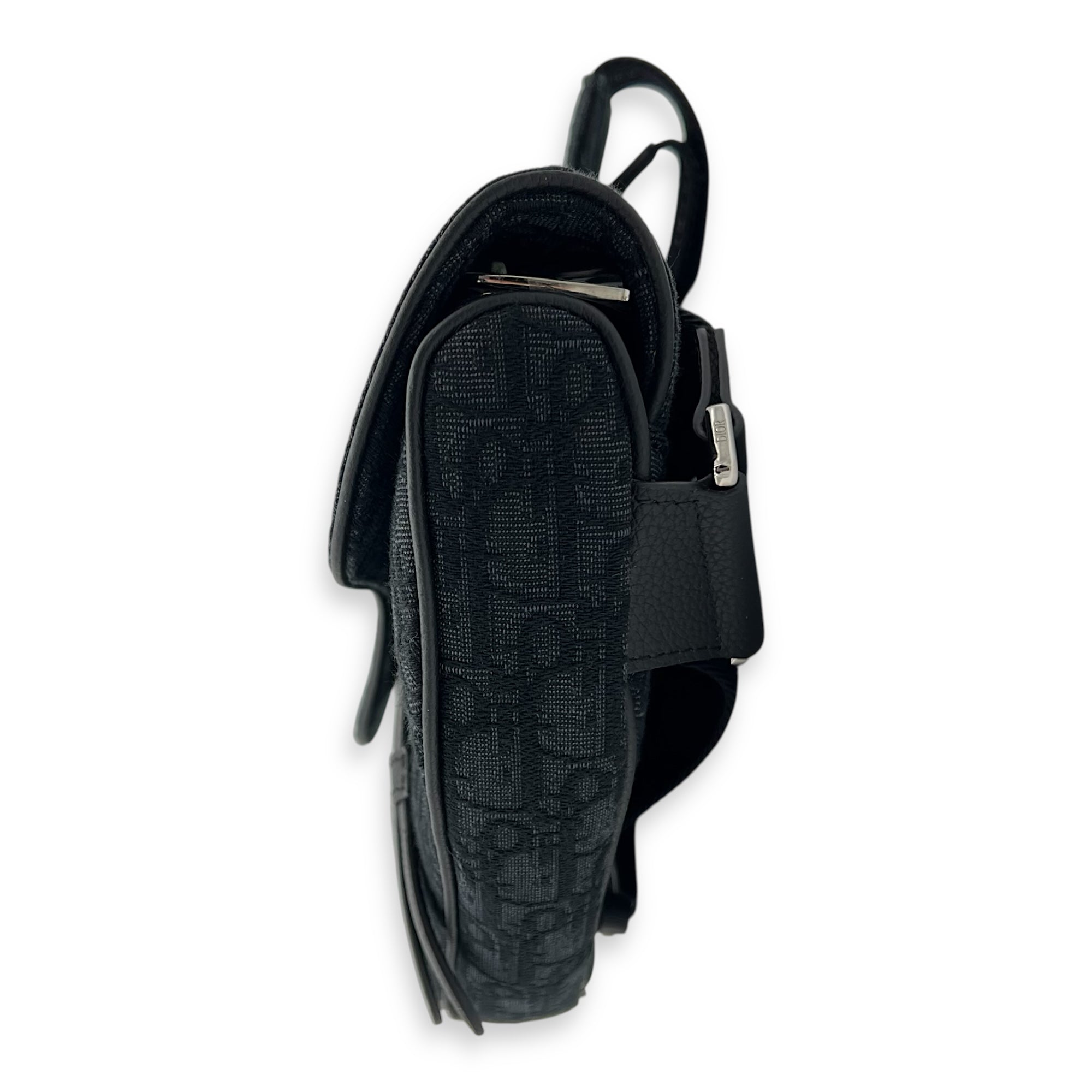 Saddle Crossbody Bag Black in Jacquard, Silver hardware