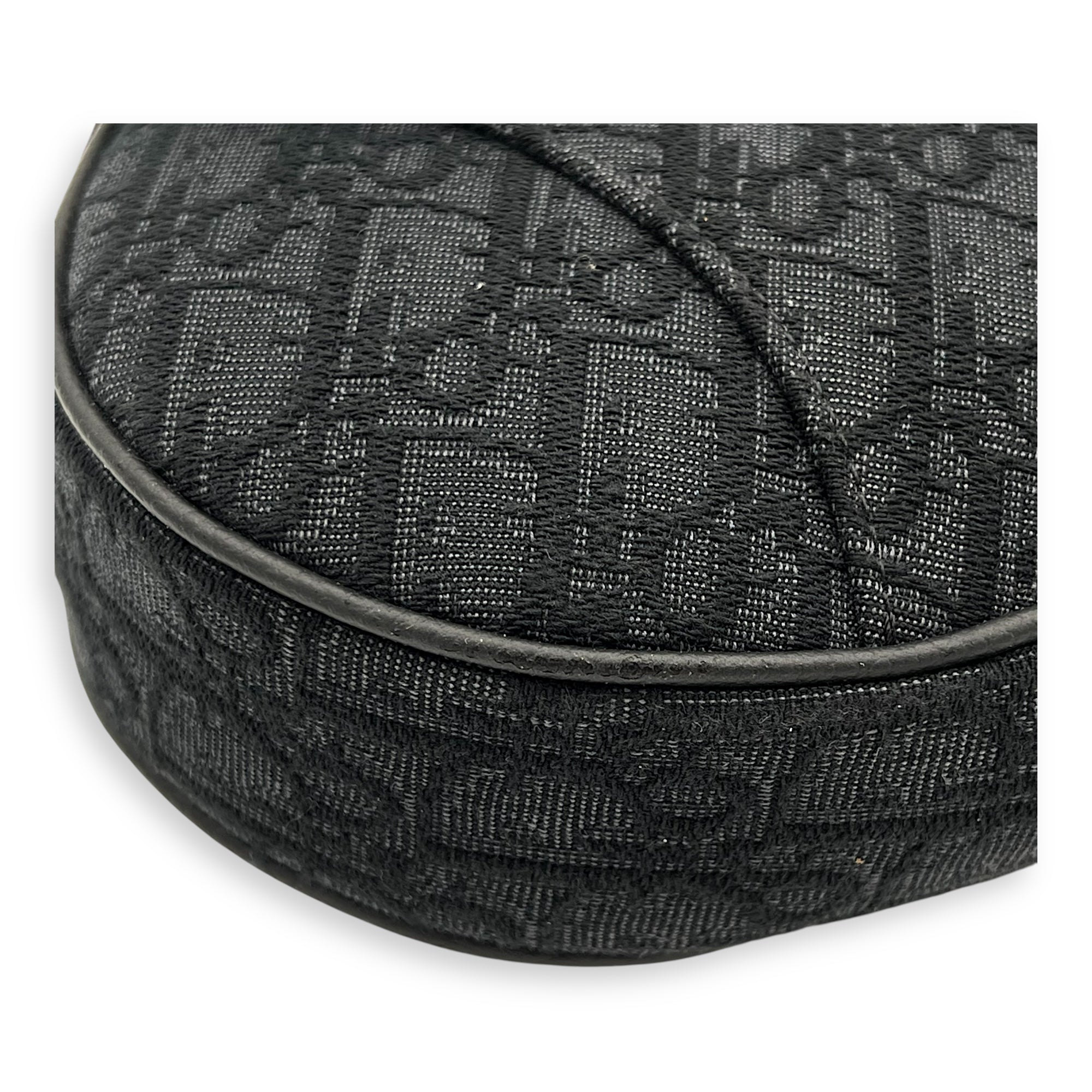 Saddle Crossbody Bag Black in Jacquard, Silver hardware