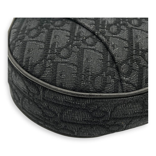 Saddle Crossbody Bag Black in Jacquard, Silver hardware