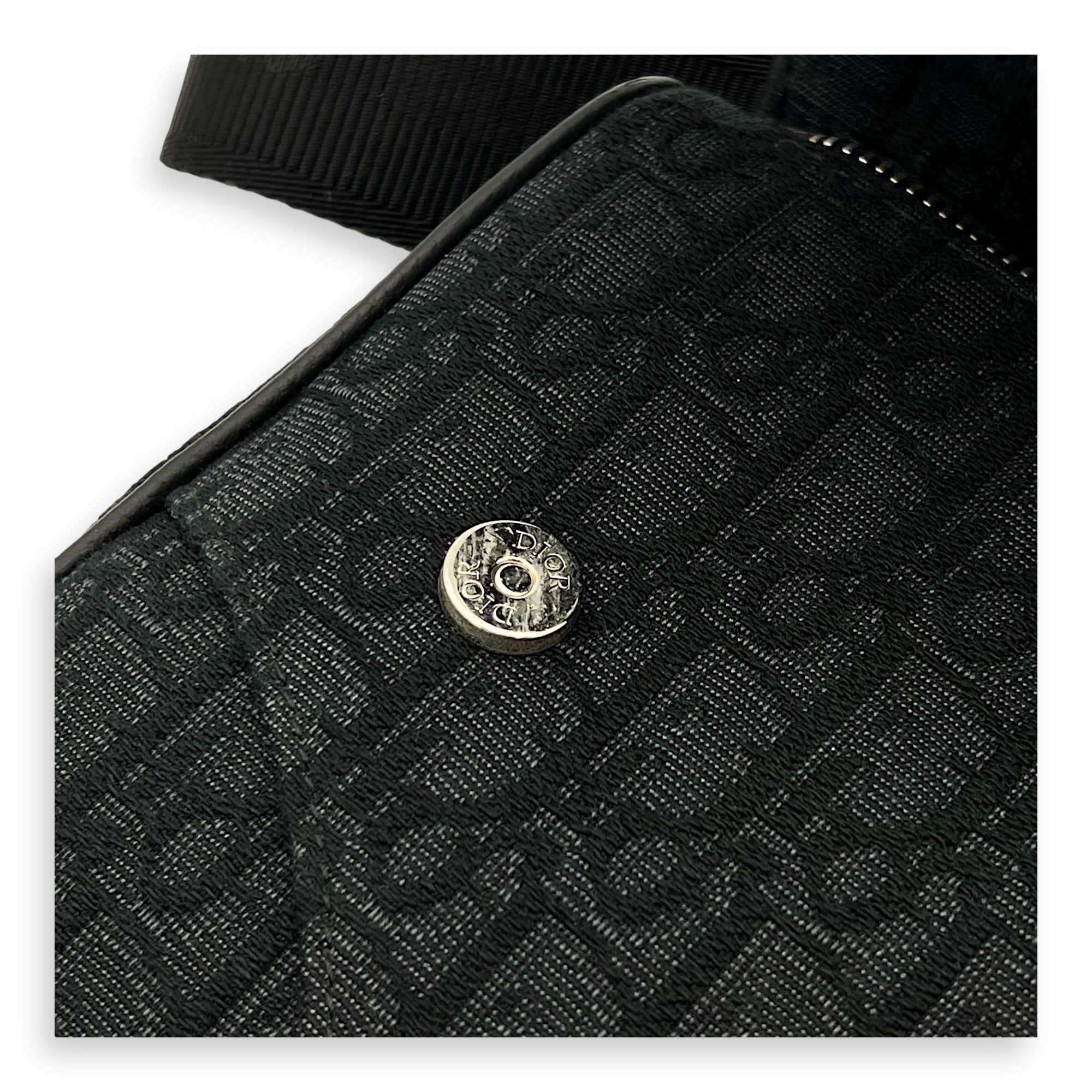 Saddle Crossbody Bag Black in Jacquard, Silver hardware