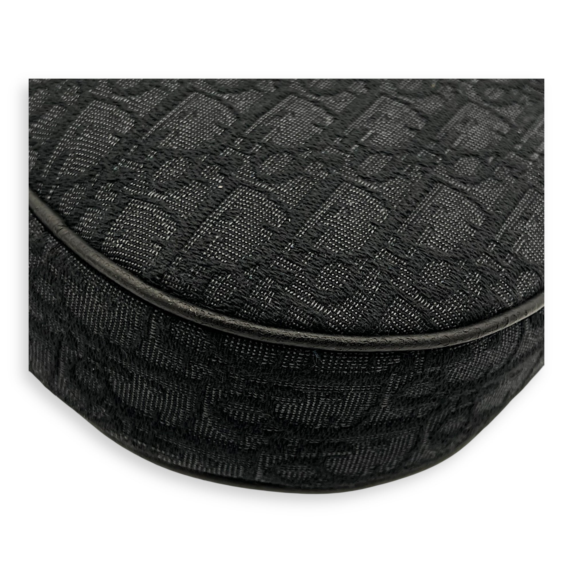 Saddle Crossbody Bag Black in Jacquard, Silver hardware