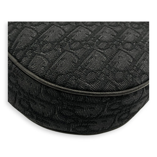 Saddle Crossbody Bag Black in Jacquard, Silver hardware