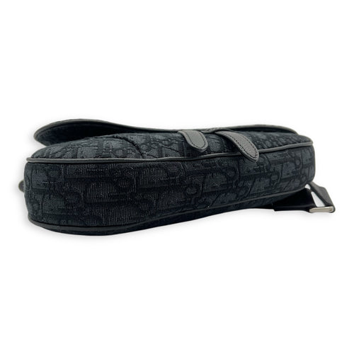 Saddle Crossbody Bag Black in Jacquard, Silver hardware