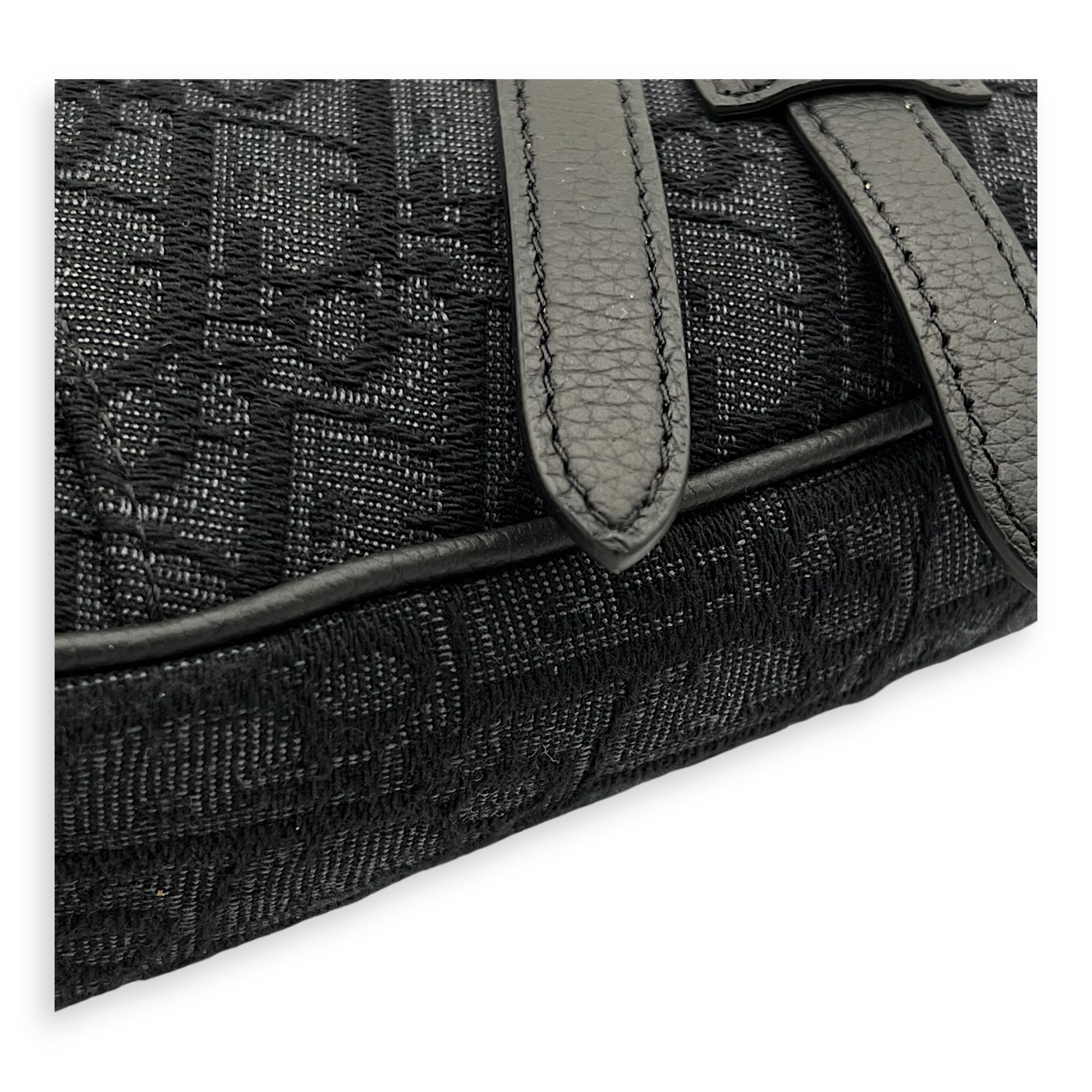 Saddle Crossbody Bag Black in Jacquard, Silver hardware