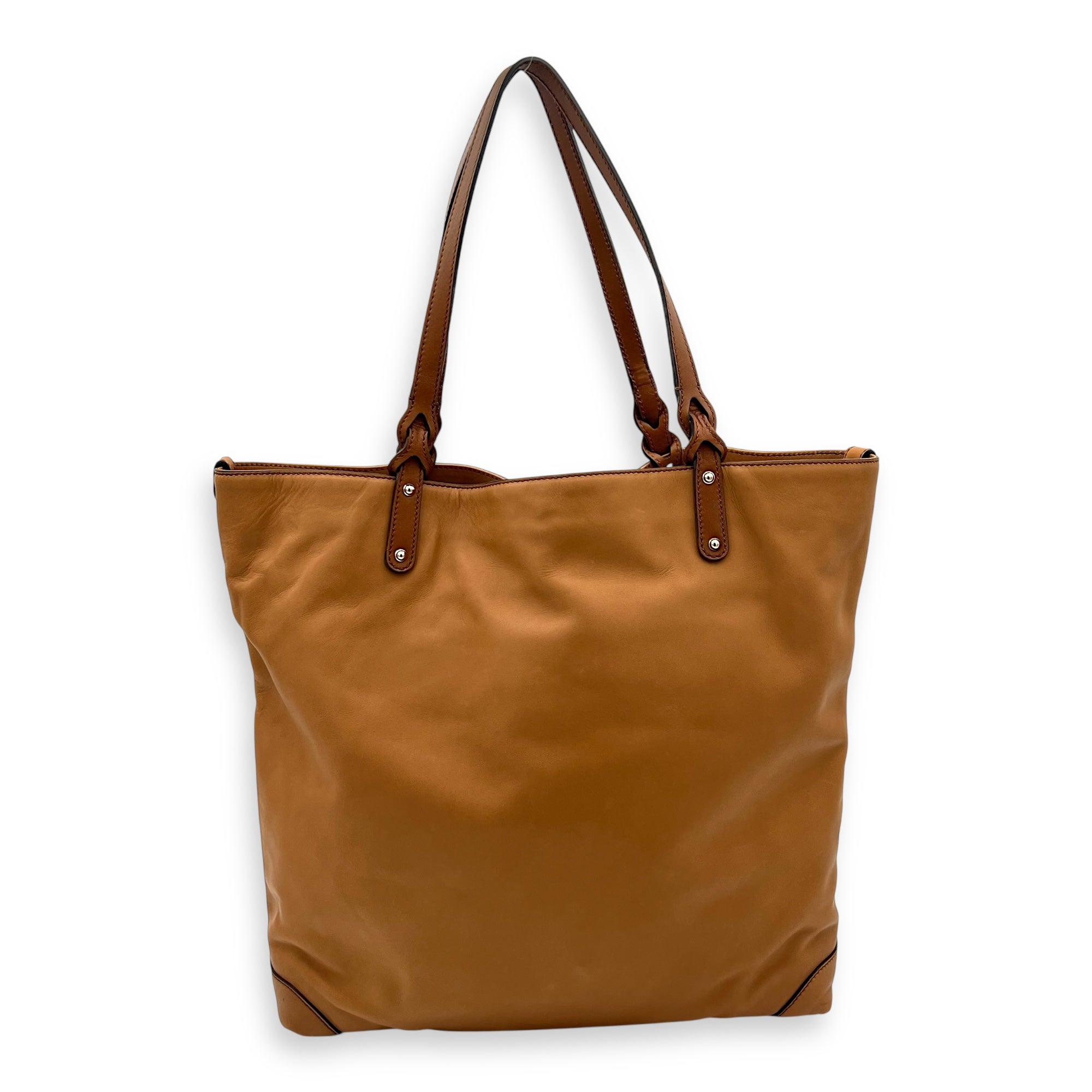 GG Tote Bag Brown in Calfskin, Gold hardware