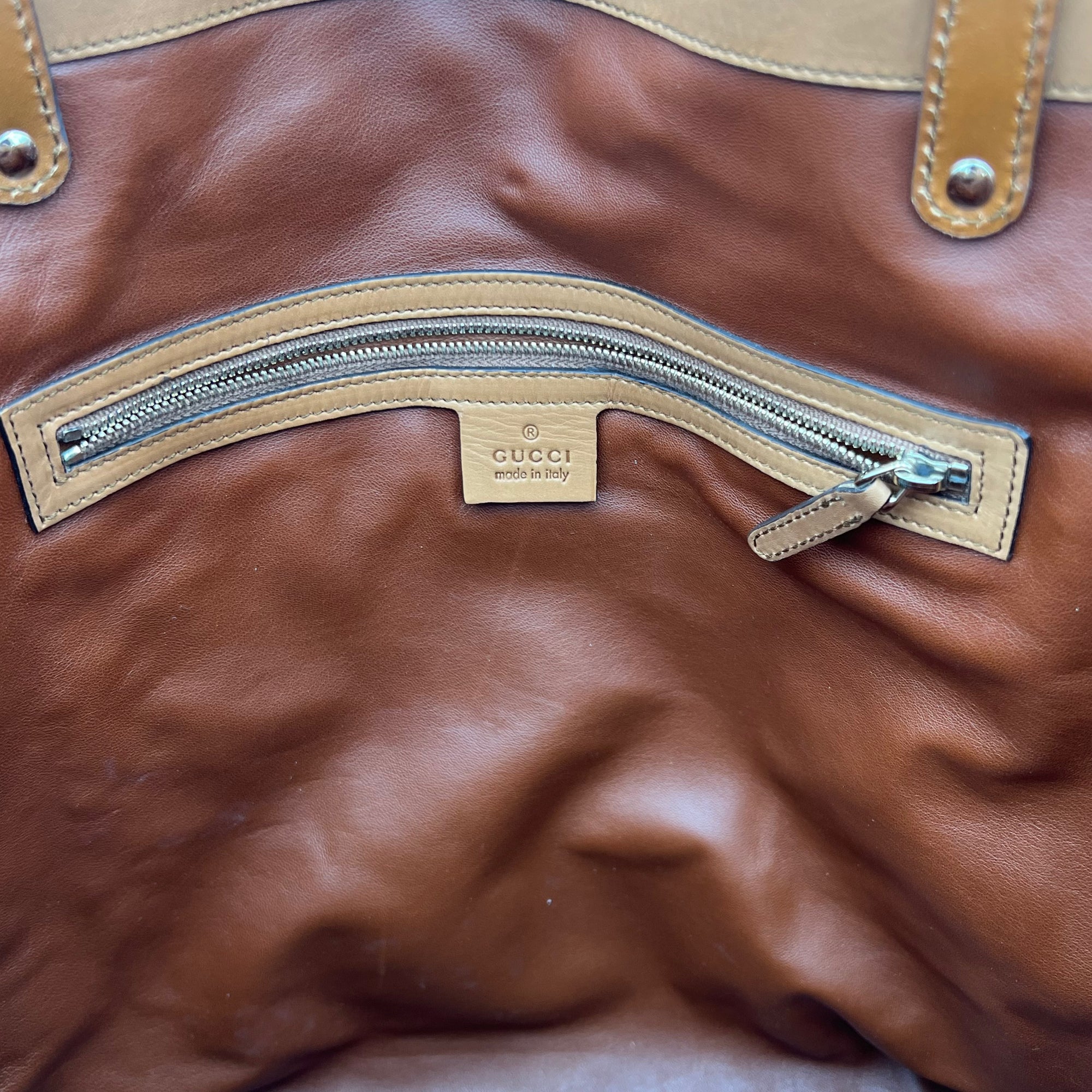 GG Tote Bag Brown in Calfskin, Gold hardware