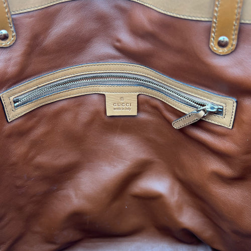 GG Tote Bag Brown in Calfskin, Gold hardware