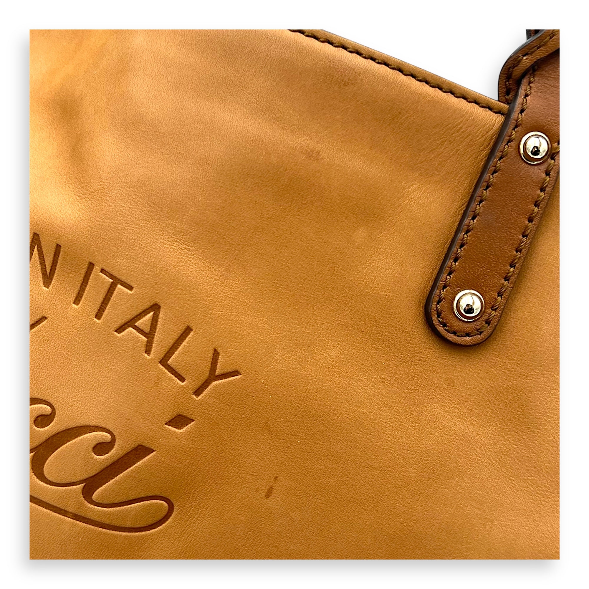 GG Tote Bag Brown in Calfskin, Gold hardware