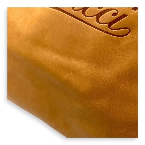 GG Tote Bag Brown in Calfskin, Gold hardware
