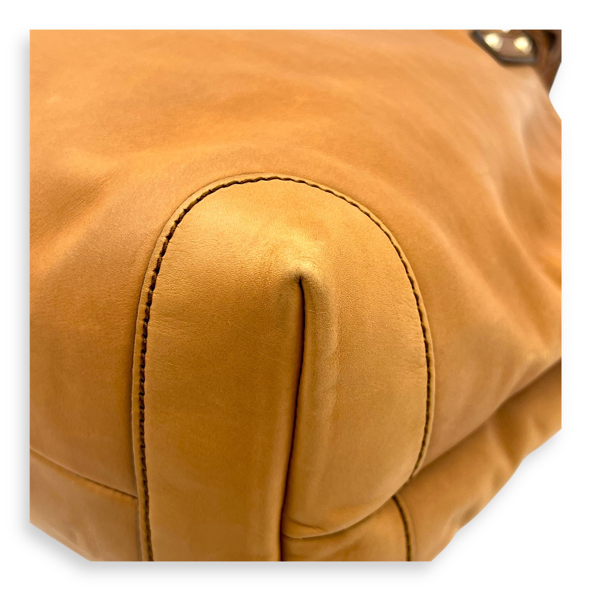 GG Tote Bag Brown in Calfskin, Gold hardware