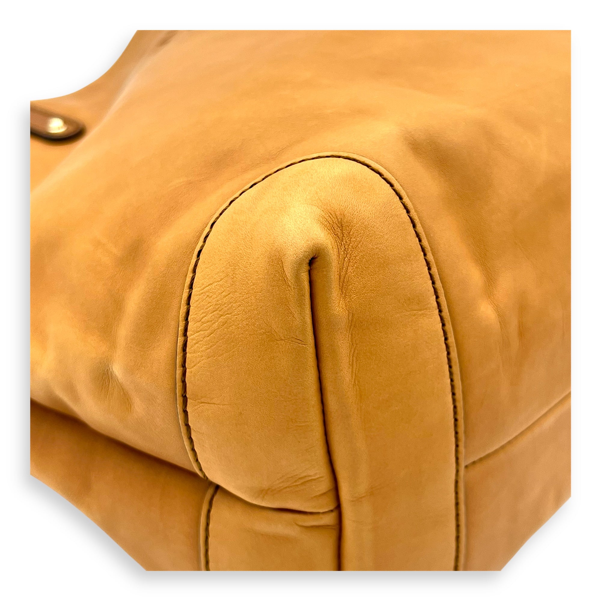 GG Tote Bag Brown in Calfskin, Gold hardware