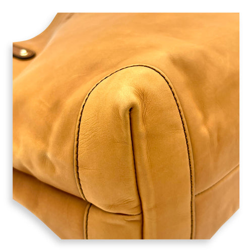 GG Tote Bag Brown in Calfskin, Gold hardware