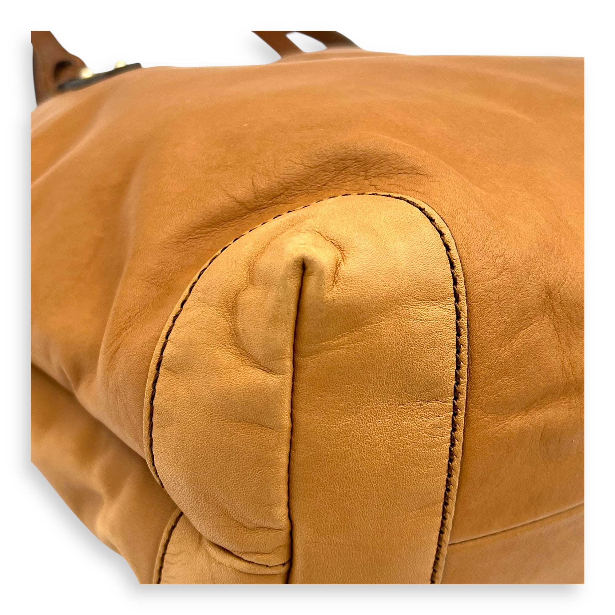 GG Tote Bag Brown in Calfskin, Gold hardware