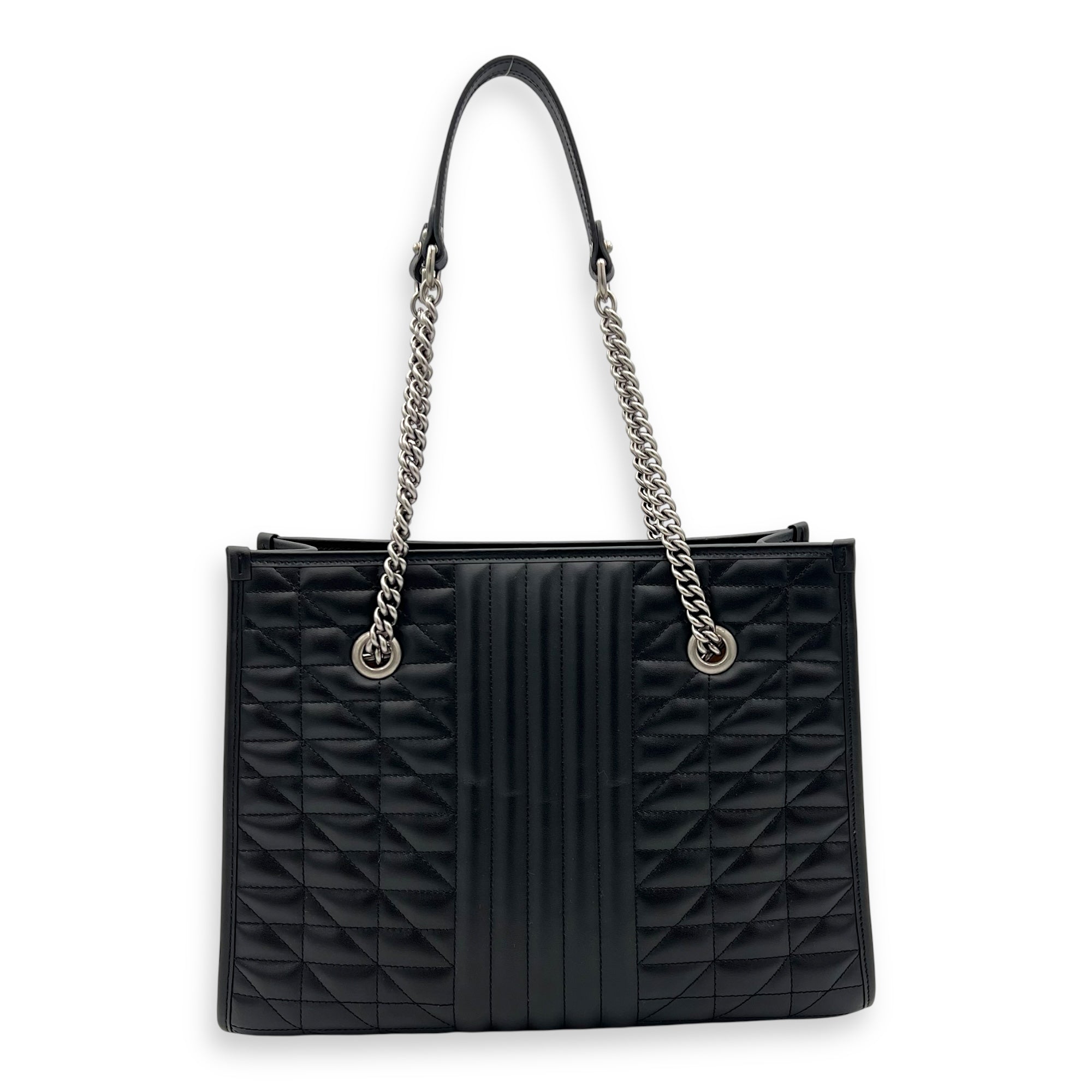 GG Marmont Tote Bag Black in Calfskin, Silver hardware