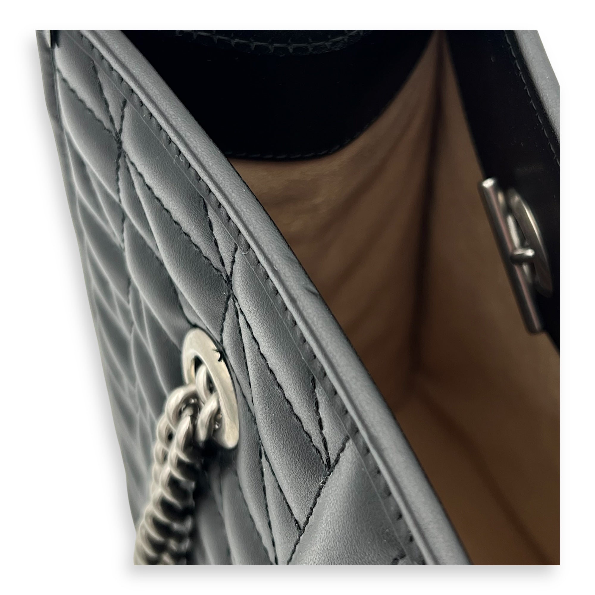 GG Marmont Tote Bag Black in Calfskin, Silver hardware