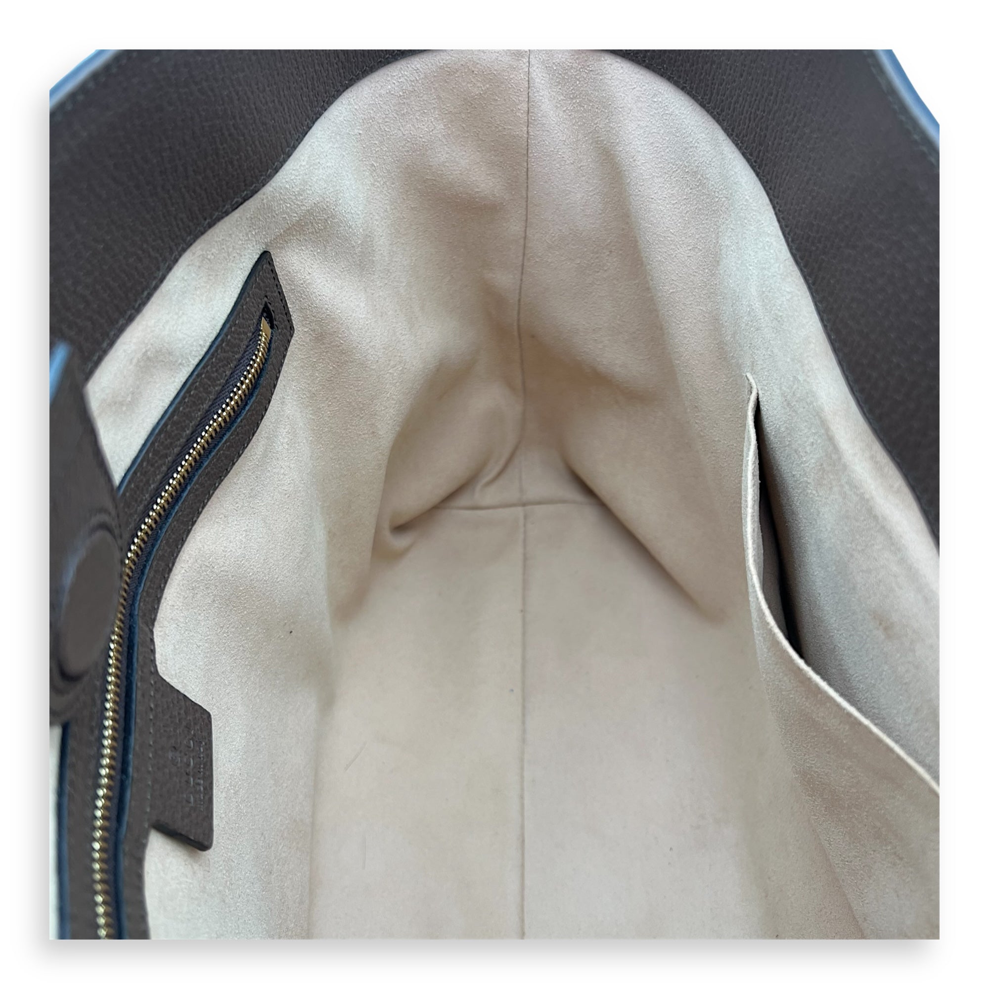 Ophidia Tote Bag Brown in Coated Canvas, Gold hardware