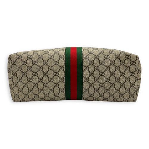 Ophidia Tote Bag Brown in Coated Canvas, Gold hardware