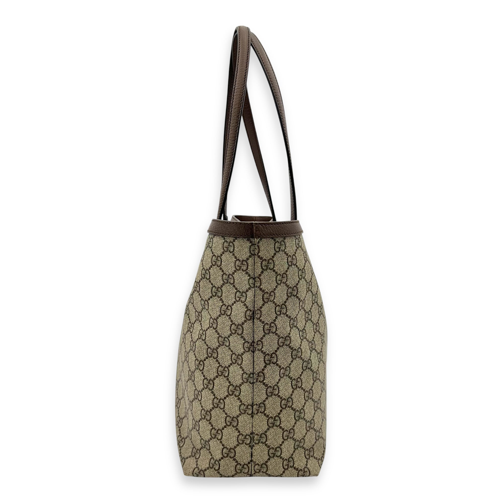 Ophidia Tote Bag Brown in Coated Canvas, Gold hardware