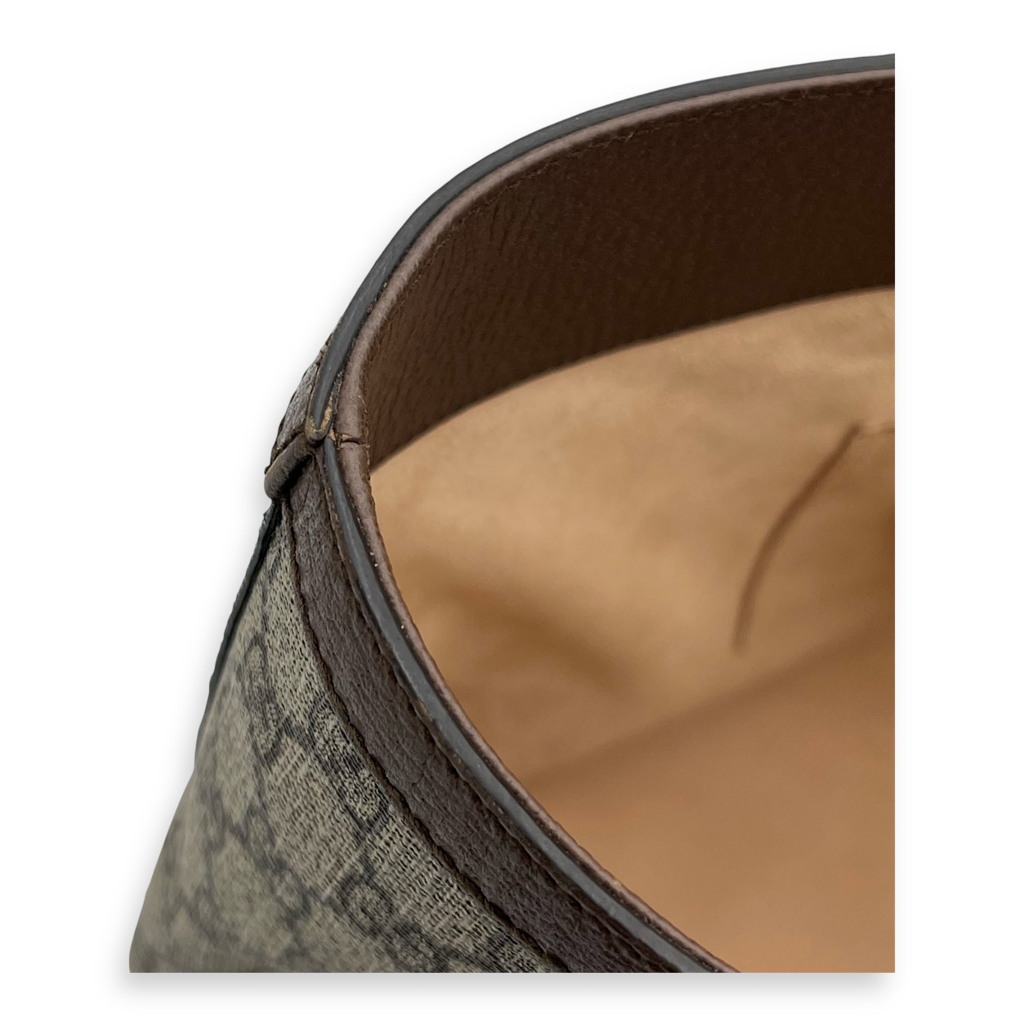 Ophidia Tote Bag Brown in Coated Canvas, Gold hardware