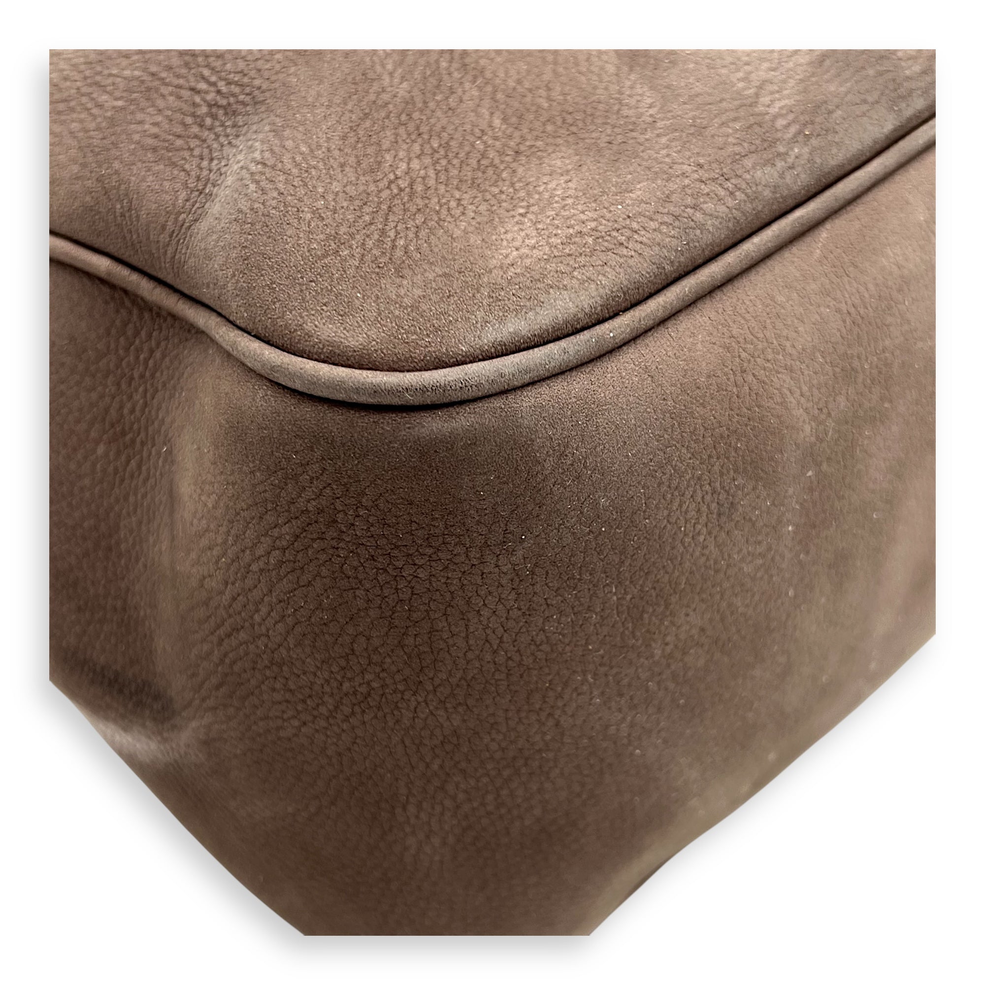Soho Shoulder Bag Brown in Suede Leather, Gold hardware