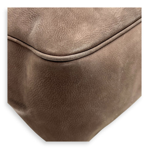 Soho Shoulder Bag Brown in Suede Leather, Gold hardware