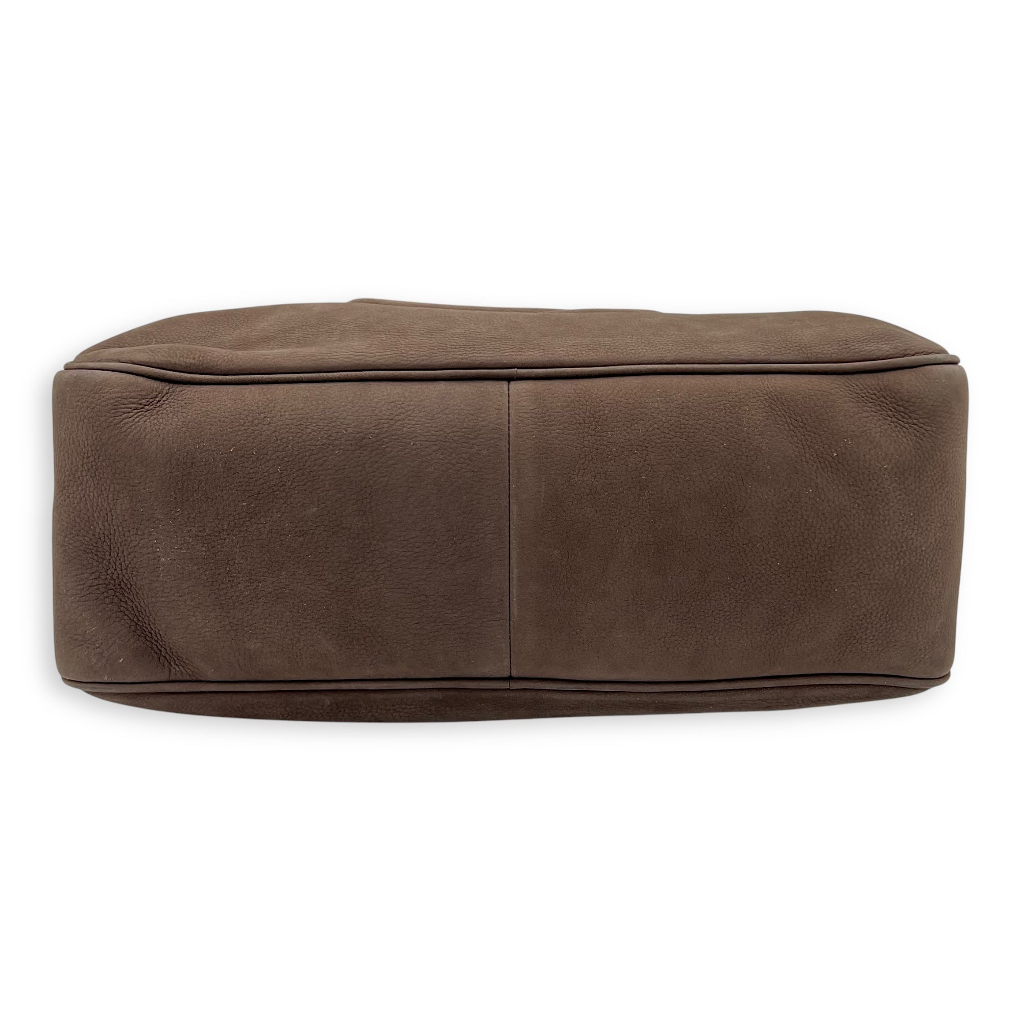 Soho Shoulder Bag Brown in Suede Leather, Gold hardware