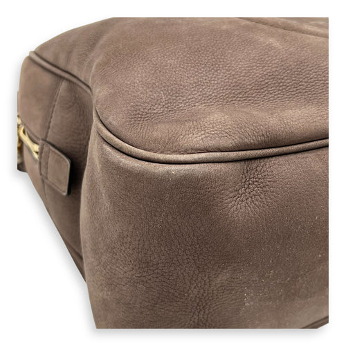 Soho Shoulder Bag Brown in Suede Leather, Gold hardware