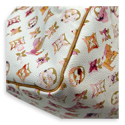 Speedy Top Handle Bag 35 White in Coated Canvas, Gold hardware