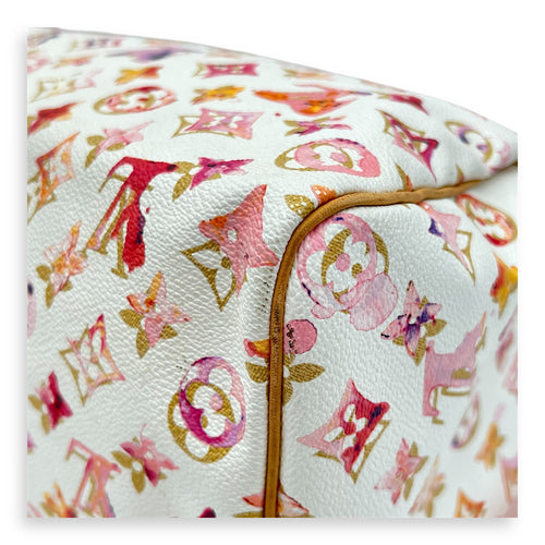 Speedy Top Handle Bag 35 White in Coated Canvas, Gold hardware