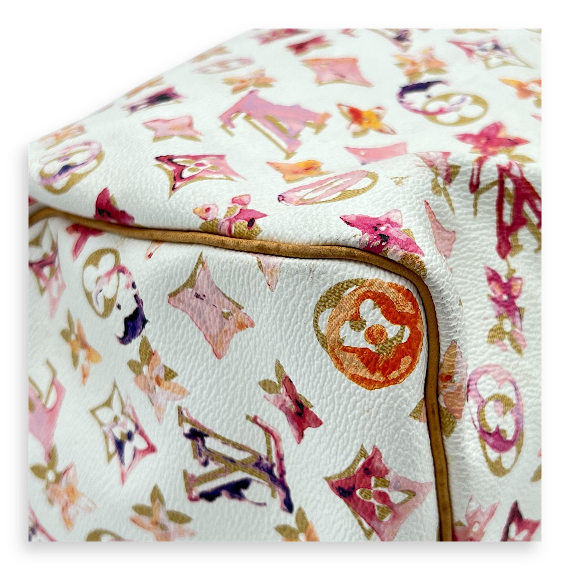 Speedy Top Handle Bag 35 White in Coated Canvas, Gold hardware