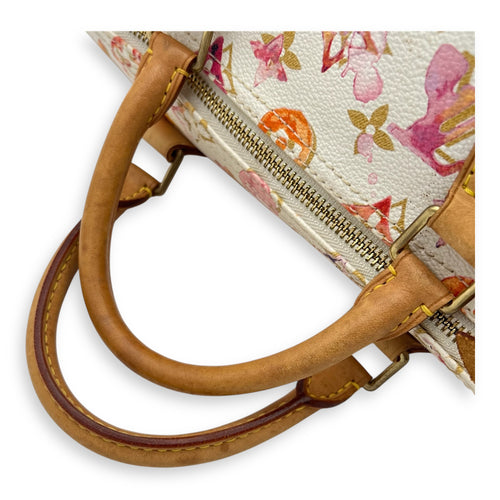 Speedy Top Handle Bag 35 White in Coated Canvas, Gold hardware