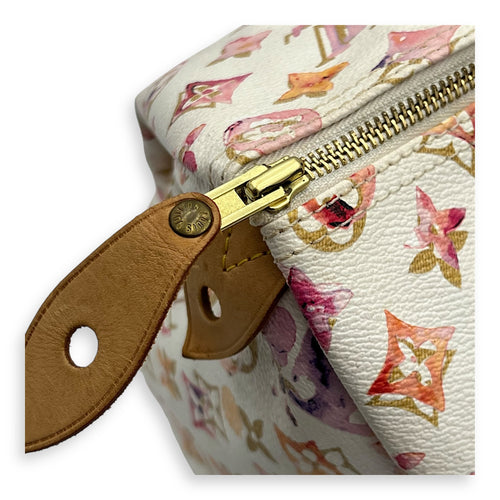 Speedy Top Handle Bag 35 White in Coated Canvas, Gold hardware