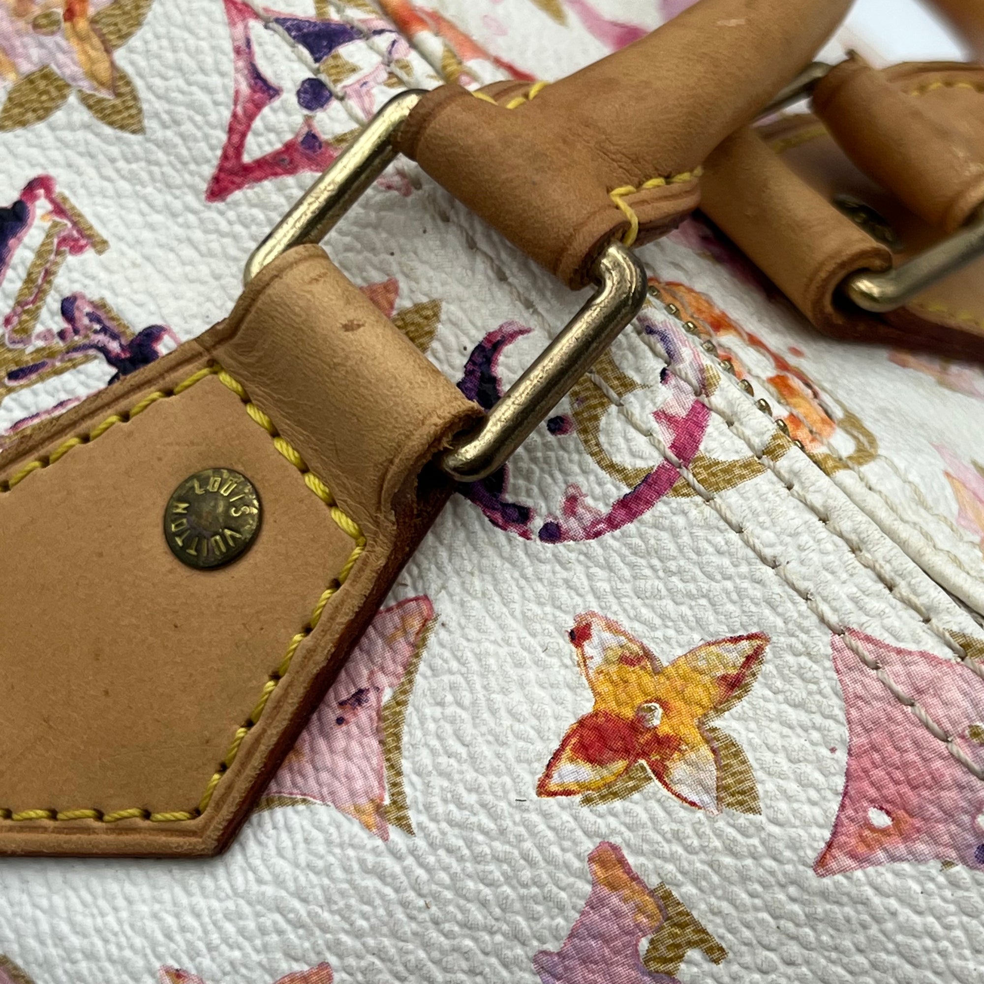 Speedy Top Handle Bag 35 White in Coated Canvas, Gold hardware