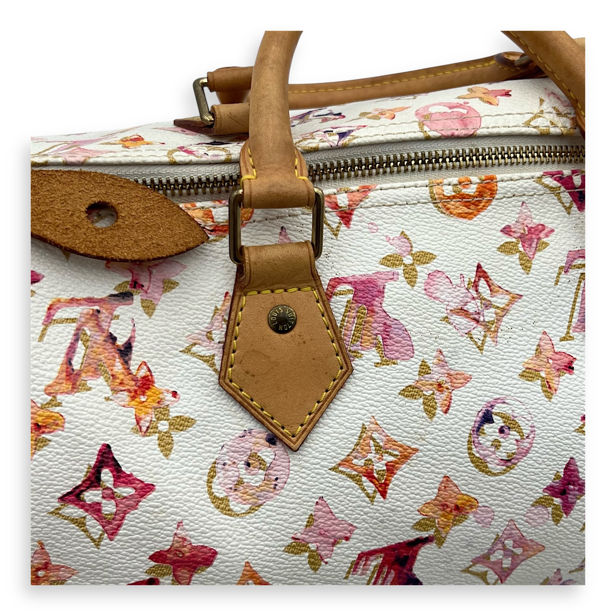 Speedy Top Handle Bag 35 White in Coated Canvas, Gold hardware