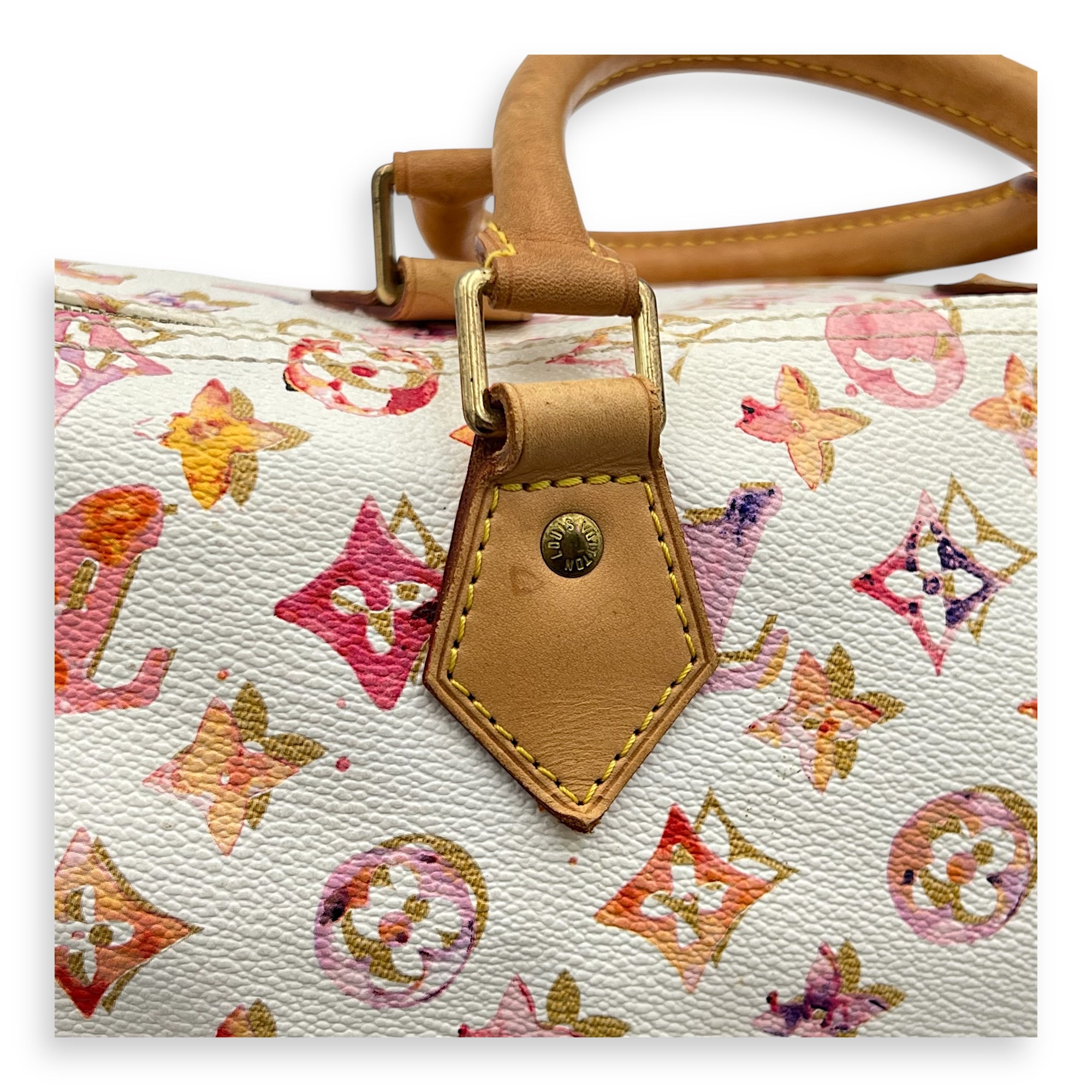 Speedy Top Handle Bag 35 White in Coated Canvas, Gold hardware