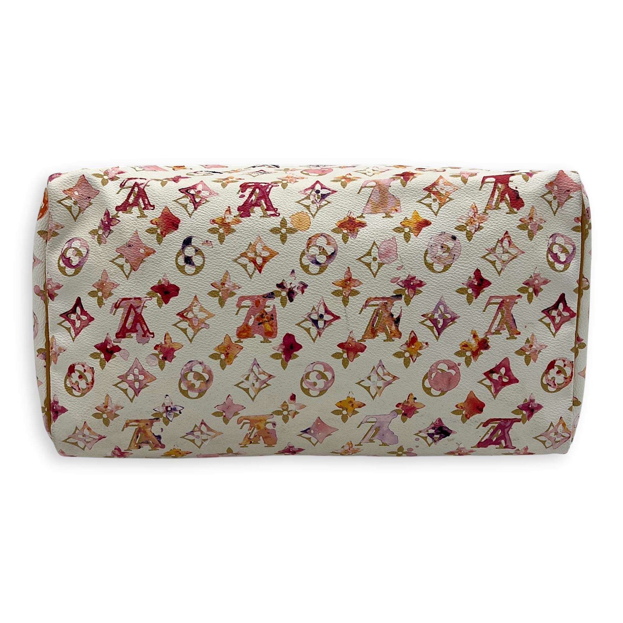 Speedy Top Handle Bag 35 White in Coated Canvas, Gold hardware