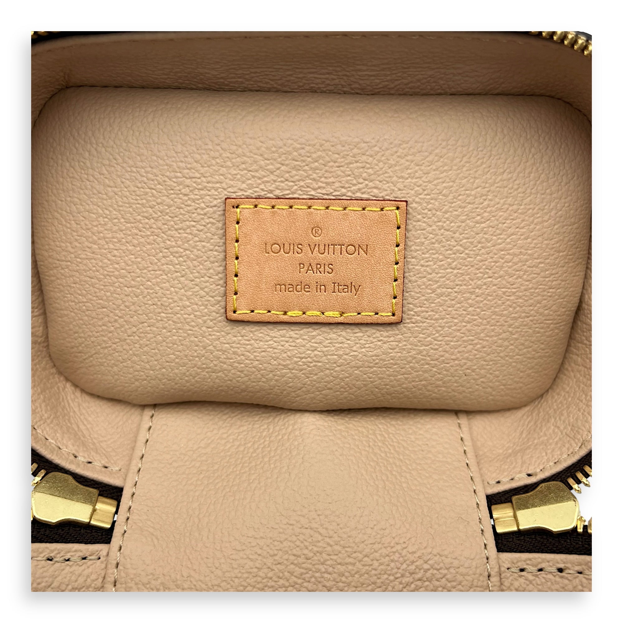 Nice Top Handle Bag Nano Brown in Monogram Coated Canvas, Gold hardware