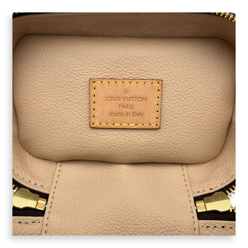 Nice Top Handle Bag Nano Brown in Monogram Coated Canvas, Gold hardware